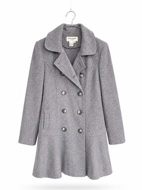 Helene Berman London Gray Wool Blend Peacoat Double Breasted Coat Women’s M